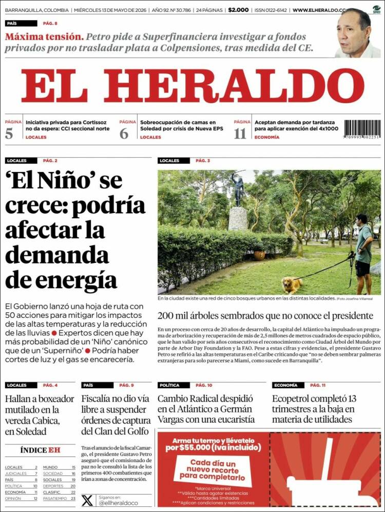 Portada de El Heraldo · 13 may 2026