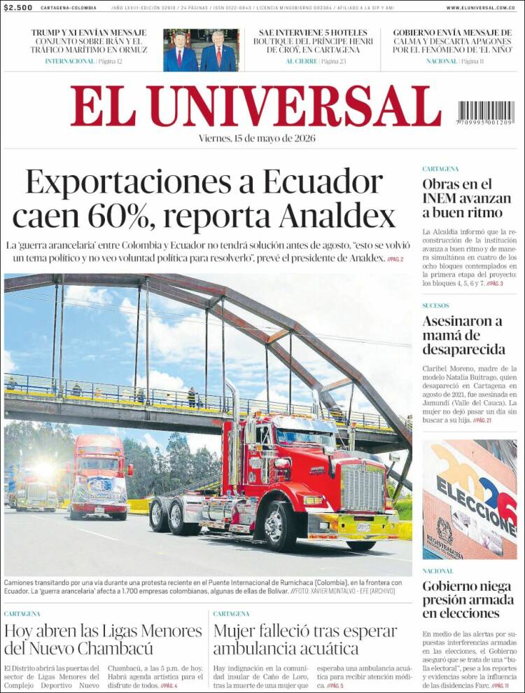 Portada de El Universal · 15 may 2026