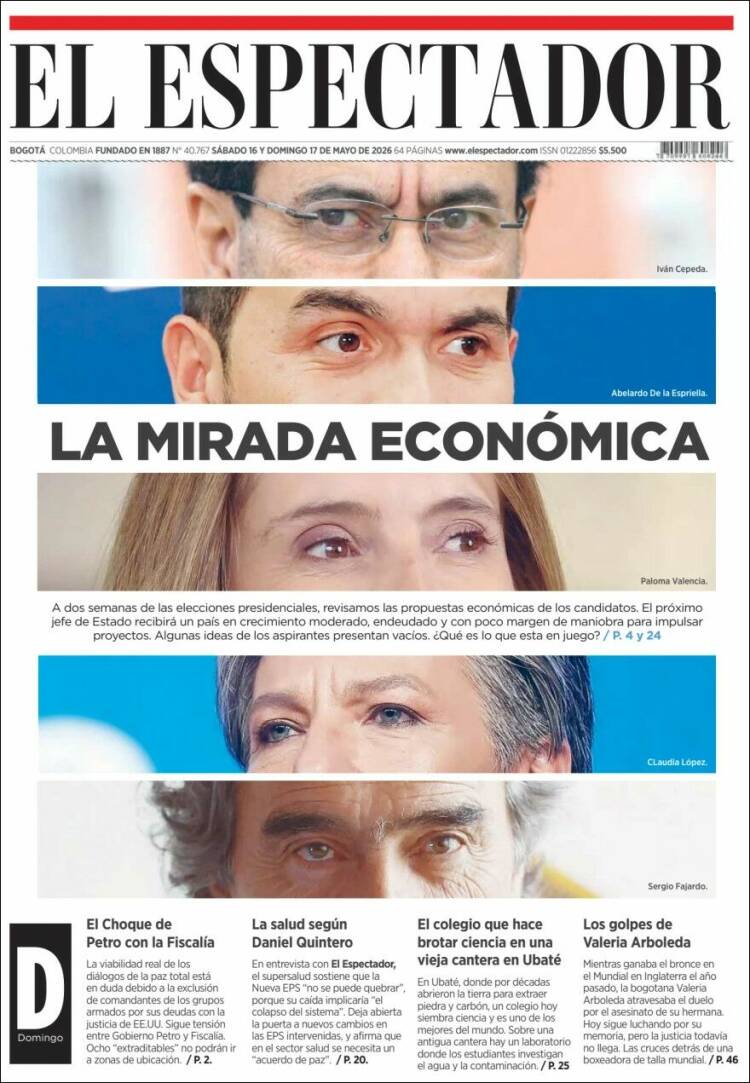 Portada de El Espectador · 16 may 2026