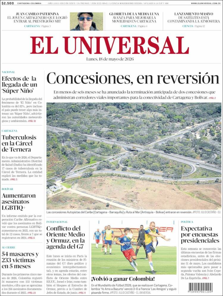 Portada de El Universal · 18 may 2026